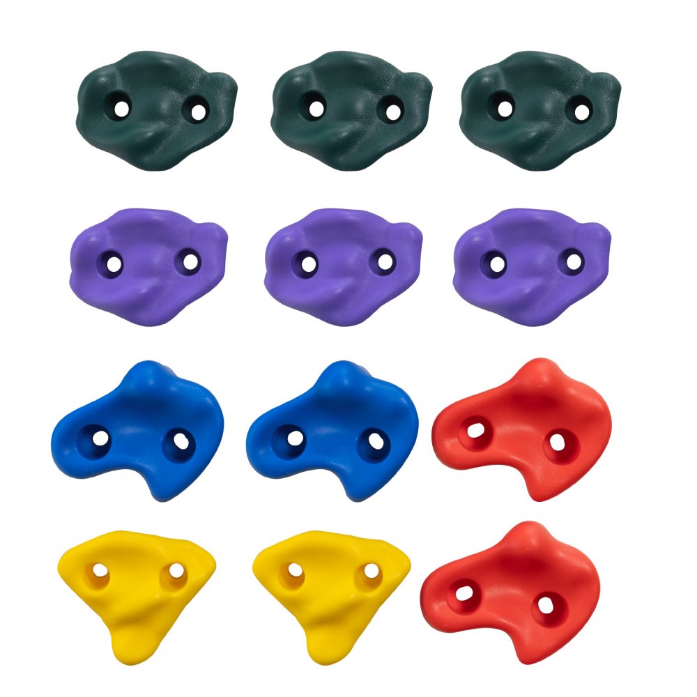 VEVOR Ninja Tree Climbing Kit, 12 Tree Climbing Holds and 6 Ratchet Straps, Large Climbing Rocks for Kids and Adults Climber, Various Colors and Shapes, for Outdoor Ninja Warrior Obstacle Training