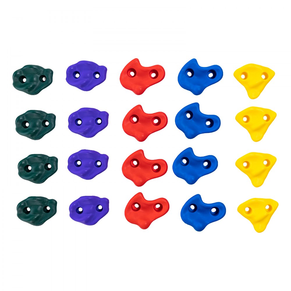 VEVOR Ninja Tree Climbing Kit, 20 Tree Climbing Holds and 6 Ratchet Straps, Large Climbing Rocks for Kids and Adults Climber, Various Colors and Shapes, for Outdoor Ninja Warrior Obstacle Training
