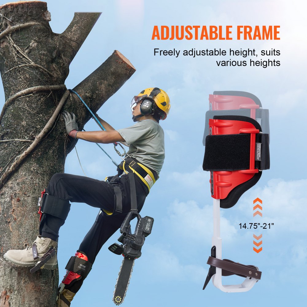 VEVOR Tree Climbing Spikes 1 Pair Aluminum Climbing Spurs 350lbs Load Capacity Tree Climbing Gear with Straps and Spike Protectors Arborist