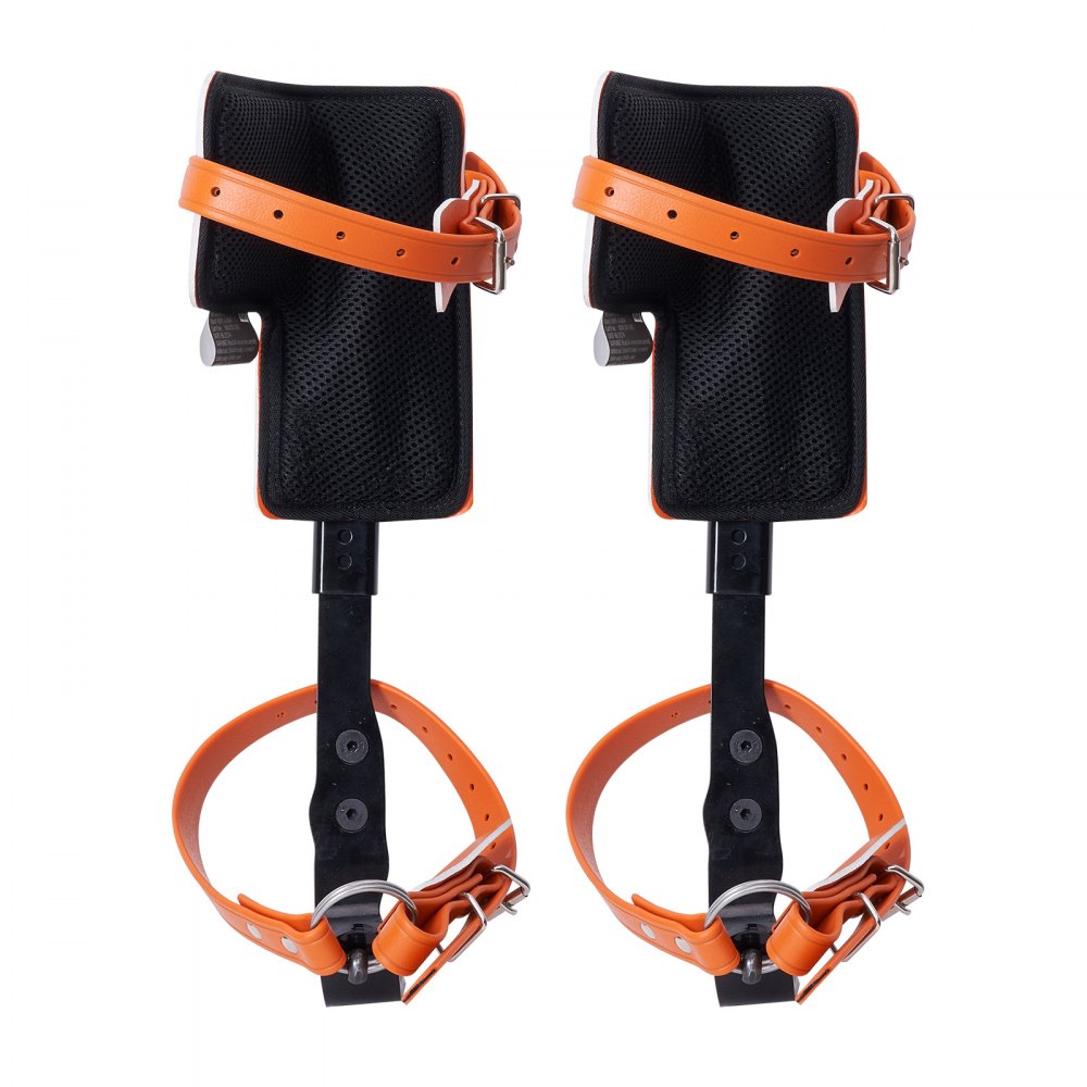 VEVOR Tree Climbing Spikes, 1 Pair Alloy Steel Climbing Spurs, 350lbs Load Capacity Tree Climbing Gear with Straps and Spike Protectors, Arborist Equipment for Climbers, Hunting, Fruit Picking, Orange