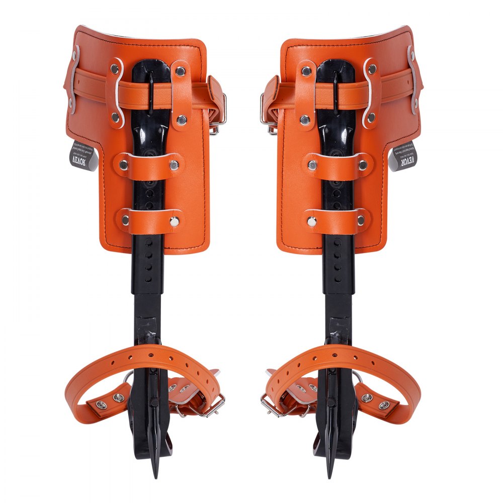 VEVOR Tree Climbing Spikes, 1 Pair Alloy Steel Climbing Spurs, 350lbs Load Capacity Tree Climbing Gear with Straps and Spike Protectors, Arborist Equipment for Climbers, Hunting, Fruit Picking, Orange
