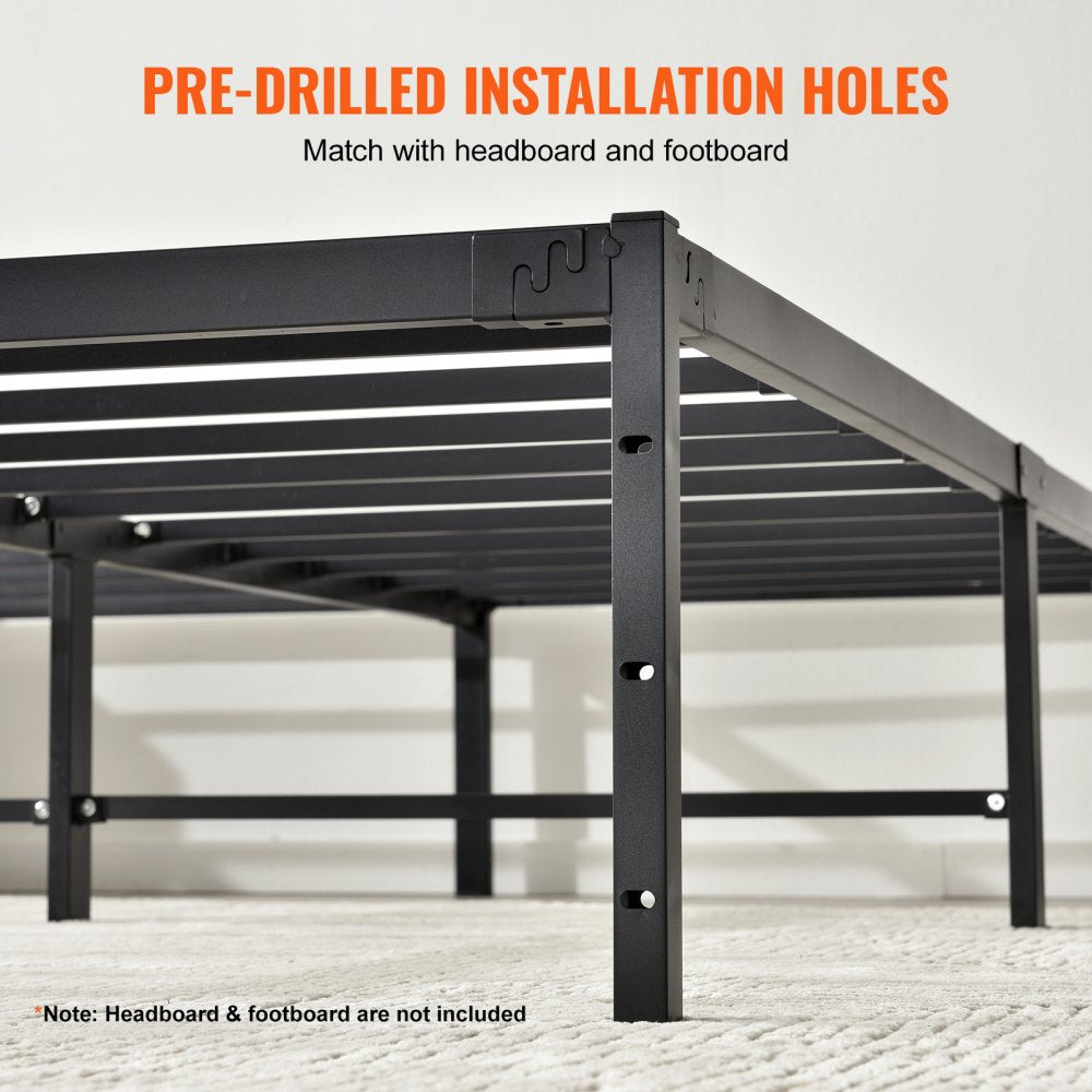VEVOR 14 Inch Queen Metal Bed Frame Platform, No Box Spring Needed, 1500 lbs Loading Capacity Embedded Heavy Duty Mattress Foundation with Steel Slat Support, Easy Assembly, Noise Free