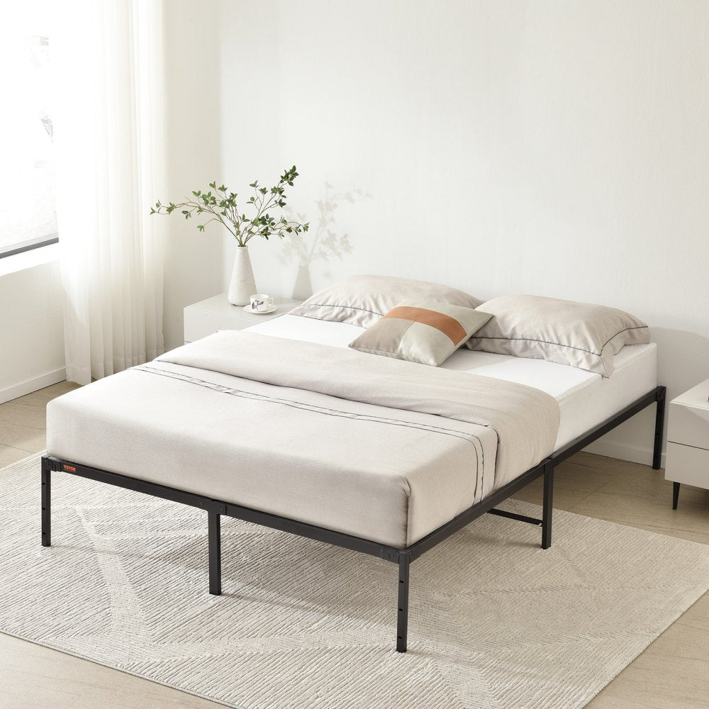 VEVOR 14 Inch Queen Metal Bed Frame Platform, No Box Spring Needed, 1500 lbs Loading Capacity Embedded Heavy Duty Mattress Foundation with Steel Slat Support, Easy Assembly, Noise Free