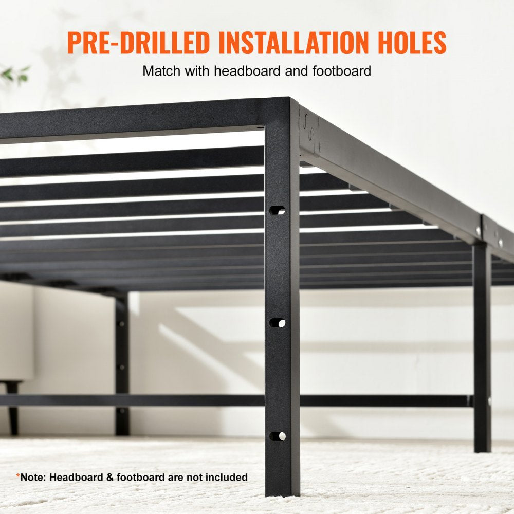 VEVOR 14 Inch Twin Metal Bed Frame Platform, No Box Spring Needed, Embedded Mattress Foundation with Steel Slat Support, Easy Assembly, Noise Free