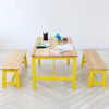 VEVOR Kids Table and Bench Set, Toddler Table and Chair Set of 3, Wood Activity Table for Art, Craft, Reading, Learning