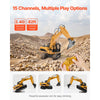 VEVOR Remote Control Excavator Toy, 15 Channel, 3 in 1 Remote Control Digger with Metal Shovel, 1:14 Scale RC Excavator with Light & Sound, Full Functional Construction Vehicles for Kids, 2 Batteries