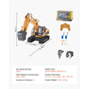 VEVOR Remote Control Excavator Toy, 15 Channel, 3 in 1 Remote Control Digger with Metal Shovel, 1:14 Scale RC Excavator with Light & Sound, Full Functional Construction Vehicles for Kids, 2 Batteries