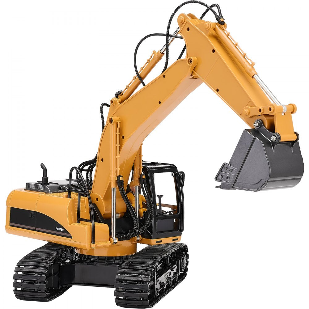 VEVOR Remote Control Excavator Toy, 15 Channel, 3 in 1 Remote Control Digger with Metal Shovel, 1:14 Scale RC Excavator with Light & Sound, Full Functional Construction Vehicles for Kids, 2 Batteries