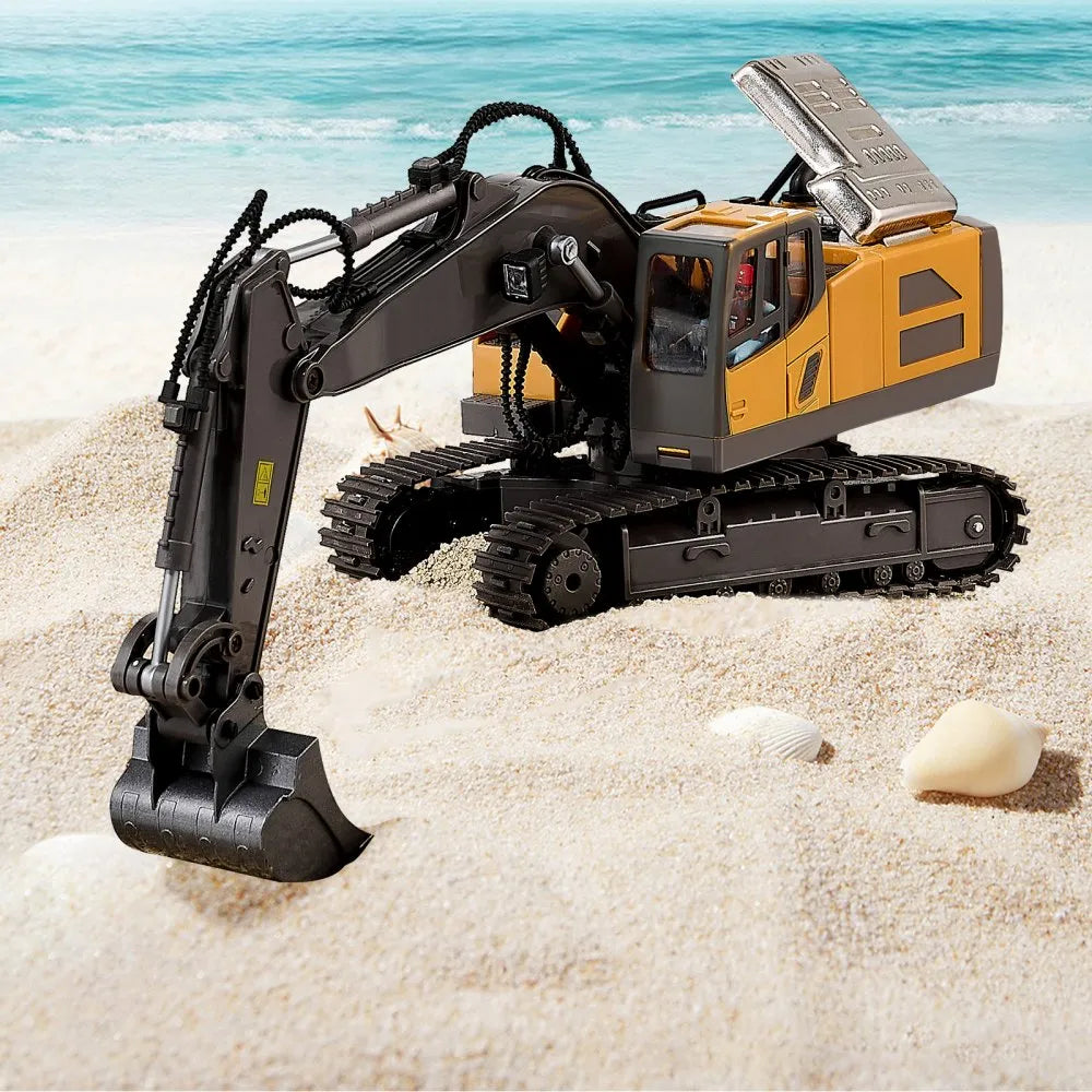 VEVOR Remote Control Excavator Toy, 11 Channel, 1:20 Scale Remote Control Digger Toy, RC Excavator with Lights & Sounds, Full Functional Construction Vehicles for Kids, 2 Batteries, Birthday Present