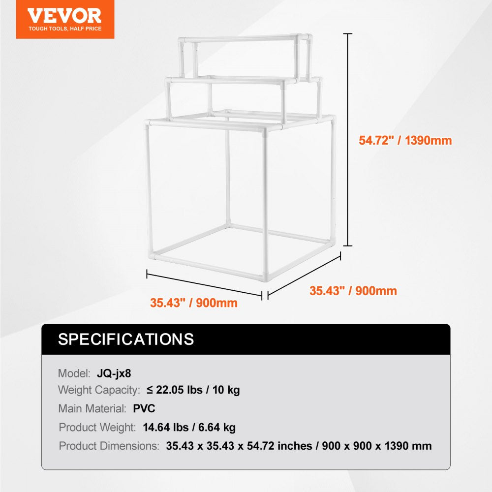 VEVOR Towel Rack, 8 Bars Outdoor PVC Towel Holder, Freestanding Pool Towel Hanger Stand Next to Hot Tub, Outdoor Indoor Quilt Drying Rack Organizer, Ideal for Poolside, Bathroom, Spa, White