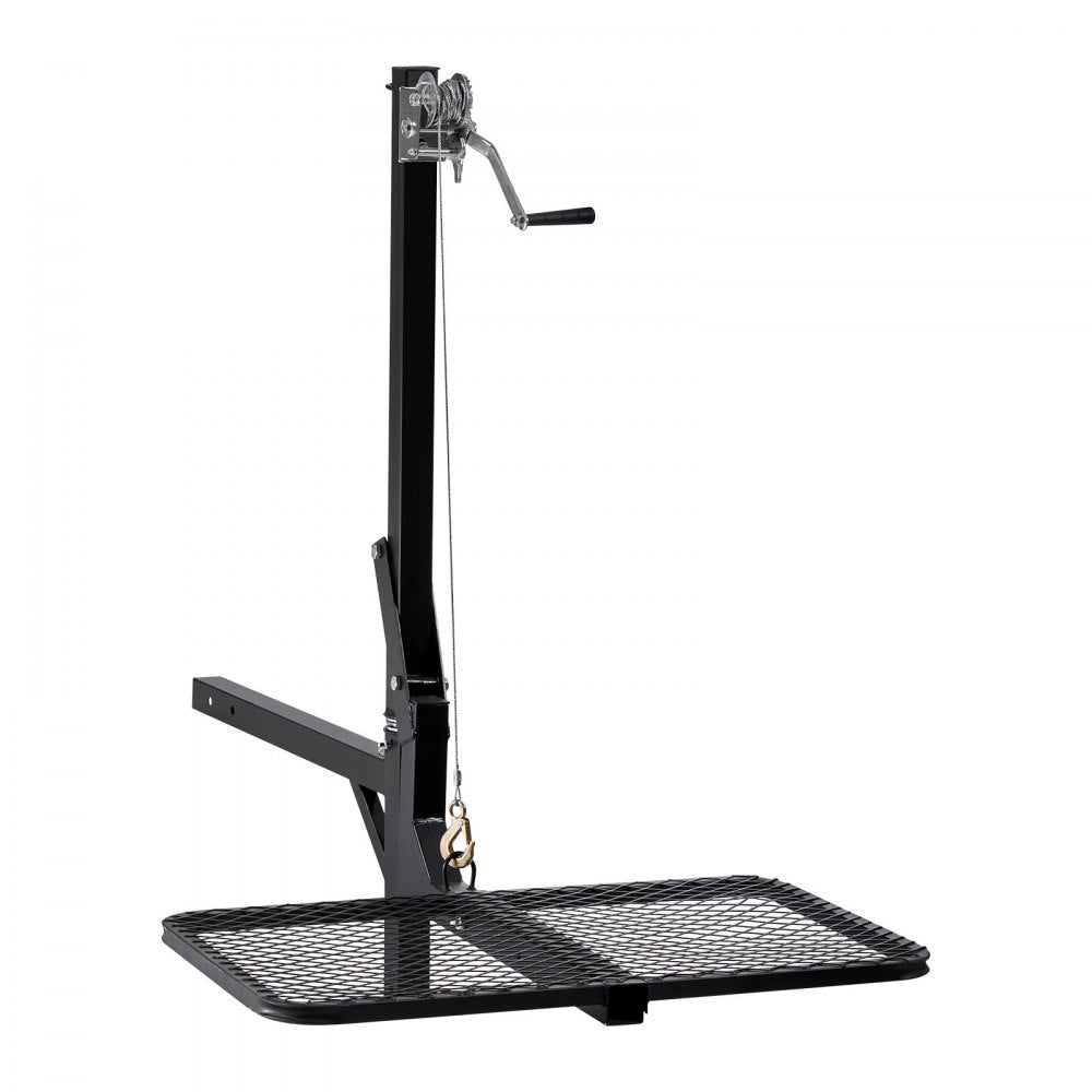 VEVOR Hitch Deer Hoist with Lifting System Platform, 300 lbs Load Capacity, Game Hoist Winch Lift with 2-inch Receiver, 360-Degree Swivel Shaft & Foldable, Hitch-Mounted Deer Hanger for Moving Game