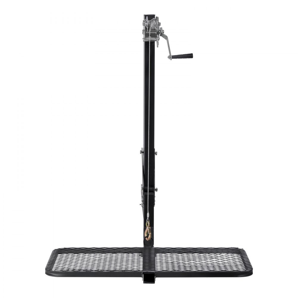 VEVOR Hitch Deer Hoist with Lifting System Platform, 300 lbs Load Capacity, Game Hoist Winch Lift with 2-inch Receiver, 360-Degree Swivel Shaft & Foldable, Hitch-Mounted Deer Hanger for Moving Game