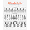 VEVOR Hex Bit Socket Set, 32-Piece, S2 Alloy Steel and Cr-V Steel, Standard SAE and Metric, 1/4 in, 3/8 in, and 1/2 in Drives, with Enhanced Storage Case, Allen Socket Set for Mechanics, Auto Repair