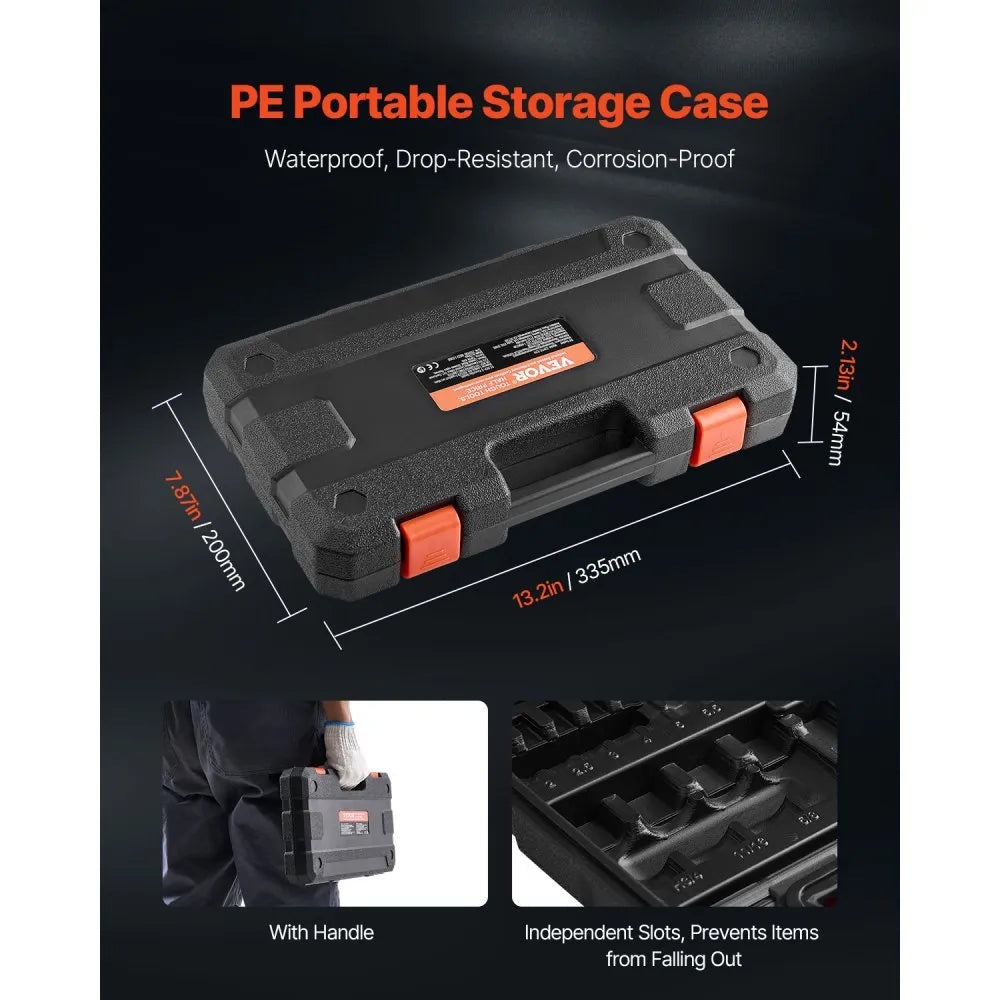 VEVOR Hex Bit Socket Set, 32-Piece, S2 Alloy Steel and Cr-V Steel, Standard SAE and Metric, 1/4 in, 3/8 in, and 1/2 in Drives, with Enhanced Storage Case, Allen Socket Set for Mechanics, Auto Repair