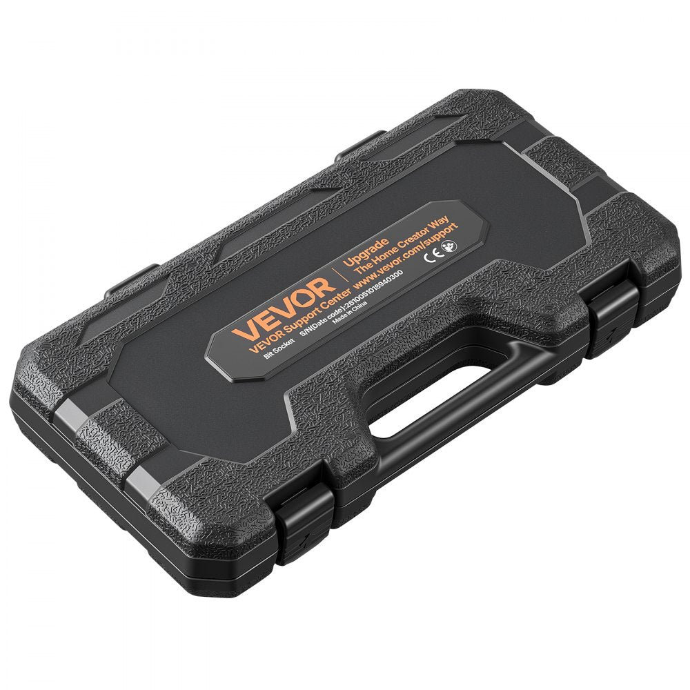 VEVOR Hex Bit Socket Set 36-Piece 1/4" 3/8" 1/2" Drive Hex Bit Sockets, for Auto Repair Mechanical Maintenance, SAE and Metric CR-V Steel Sockets with 4 Adapters, Storage Case, and Clear Markings
