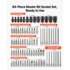 VEVOR Hex Bit Socket Set 84-Piece 1/4" 3/8" 1/2" Drive Hex Torx E-Torx, for Auto Repair Mechanical Maintenance, SAE and Metric, S2 Alloy & CR-V Steel with Portable Storage Case, Clear Markings
