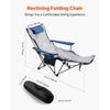 VEVOR Reclining Camping Chair, 4 Adjustable Positions, Portable Folding Lounger for Adults, Mesh Beach Chair with Footrest & Plush Cushion, Supports 220 lbs, Heavy Duty Camp Chairs for Patio, Blue