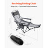 VEVOR Reclining Camping Chair, 4 Adjustable Positions, Portable Folding Lounger for Adults, Mesh Beach Chair with Headrest & Foot Rest, Supports 220 lbs, Heavy Duty Camp Chairs for Patio, Gray