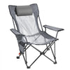 VEVOR Reclining Camping Chair, 4 Adjustable Positions, Portable Folding Lounger for Adults, Mesh Beach Chair with Headrest & Foot Rest, Supports 220 lbs, Heavy Duty Camp Chairs for Patio, Gray