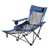 VEVOR Reclining Camping Chair, 4 Adjustable Positions, Portable Folding Lounger for Adults, Mesh Beach Chair with Headrest & Foot Rest, Supports 220 lbs, Heavy Duty Camp Chairs for Patio, Blue