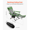VEVOR Reclining Camping Chair, 4 Adjustable Positions, Portable Folding Lounger for Adults, Mesh Beach Chair with Headrest & Foot Rest, Supports 220 lbs, Heavy Duty Camp Chairs for Patio, Green
