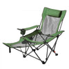 VEVOR Reclining Camping Chair, 4 Adjustable Positions, Portable Folding Lounger for Adults, Mesh Beach Chair with Headrest & Foot Rest, Supports 220 lbs, Heavy Duty Camp Chairs for Patio, Green