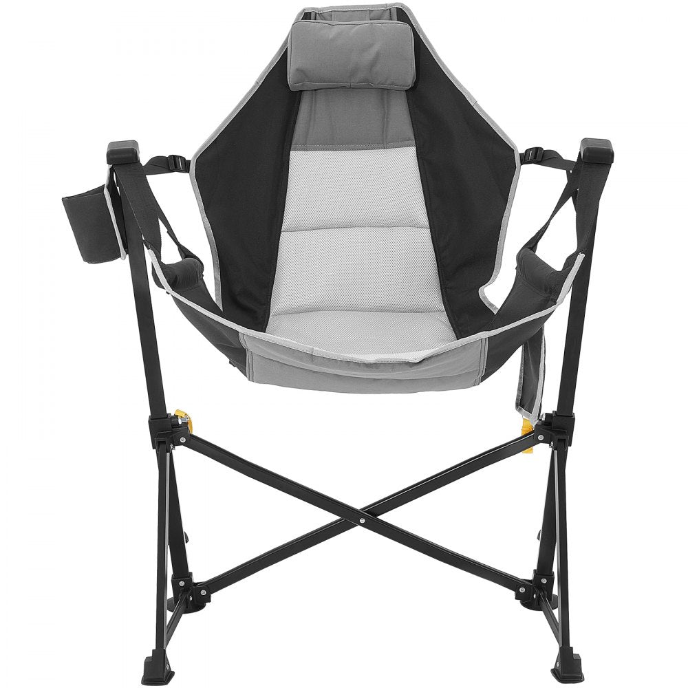 VEVOR Reclining Camping Chair, 300 lbs Load Camping Hammock Chair, Rocking Lounge Folding Chair with Cup Holder Storage Bag Headrest & Adjustable Backrest, for Camping and Other Outdoor Activities
