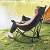 VEVOR Rocking Camping Chair, Portable Folding Rocker, Heavy-Duty Lawn Chair Recliner with Cupholder & Pocket, Supports 225lbs, Fully Padded Camp Chairs for Outdoor Patio Backyard Porch Garden