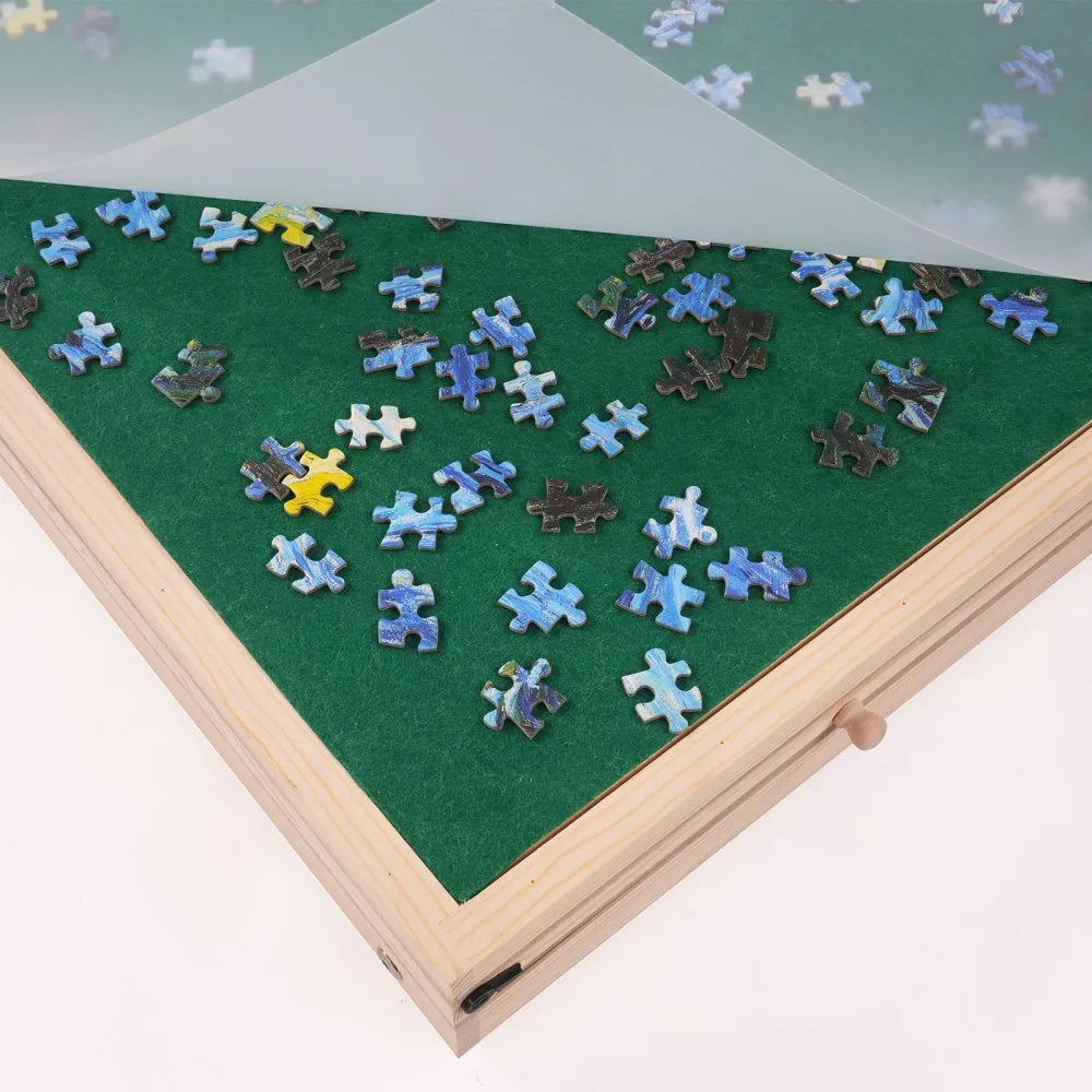 VEVOR 1500 Piece Puzzle Table with Folding Legs, 4 Drawers and Cover, 32.7"x24.6" Wooden Jigsaw Puzzle Plateau, Adjustable 3-Tilting-Angle Puzzle Board, Puzzle Storage System for Adults, Gift for Mom
