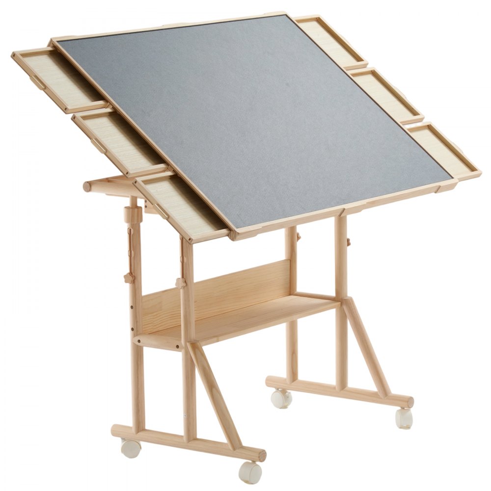 VEVOR 2000 Piece Puzzle Table with Legs, Wheels, 6 Drawers, Cover, 40x29 in, Gift for Mom, Portable Wooden Board, Felt Surface Jigsaw Puzzle Accessories for Adults, Adjustable Height Storage Organizer