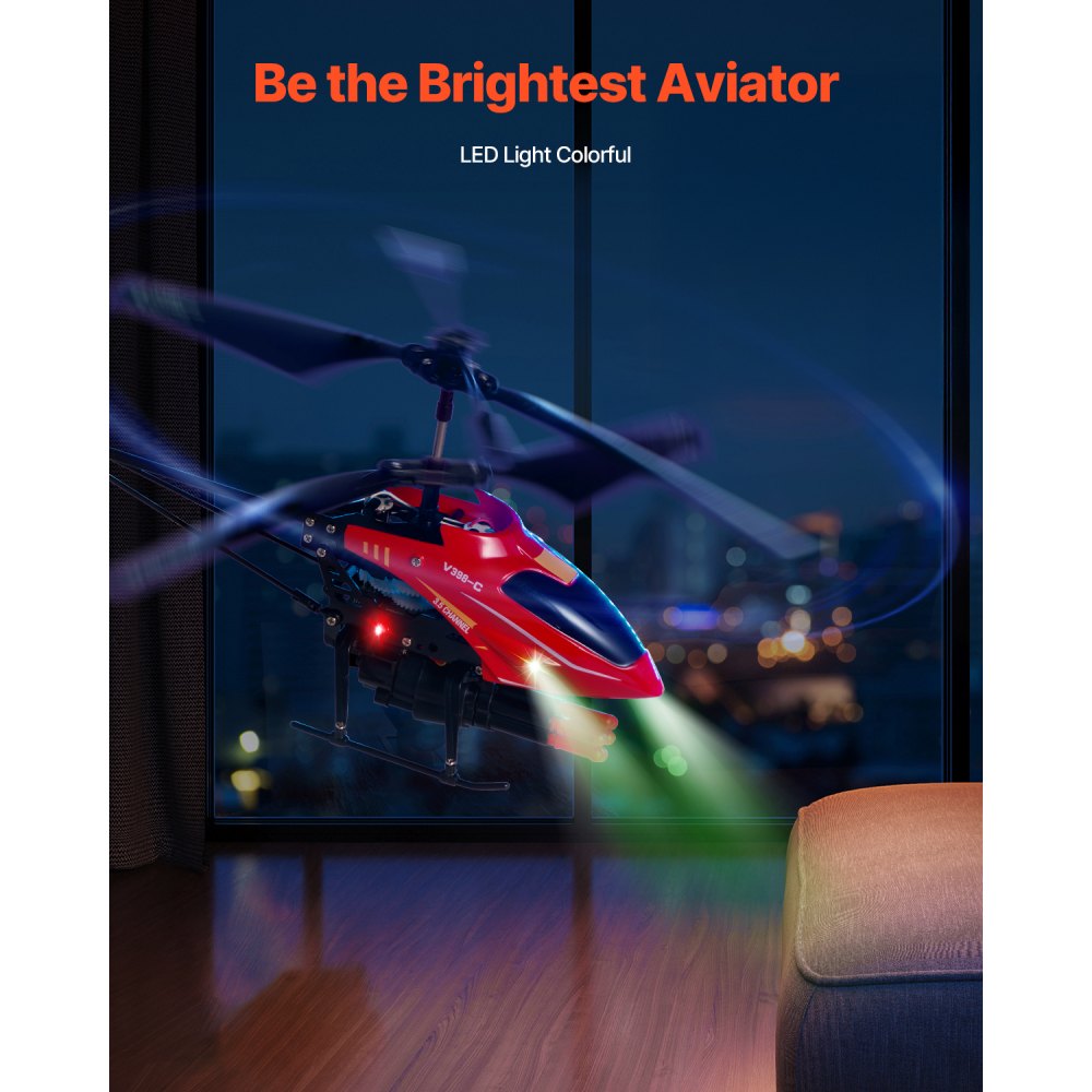 VEVOR RC Helicopter, 2.4GHz Flying Remote Control Helicopter with Shooting Mode, 3.5 Channel RC Airplane for Kid, Altitude Hold, One-Key Takeoff/Landing & LED Lights, Toys for Kids Ages 14 and up