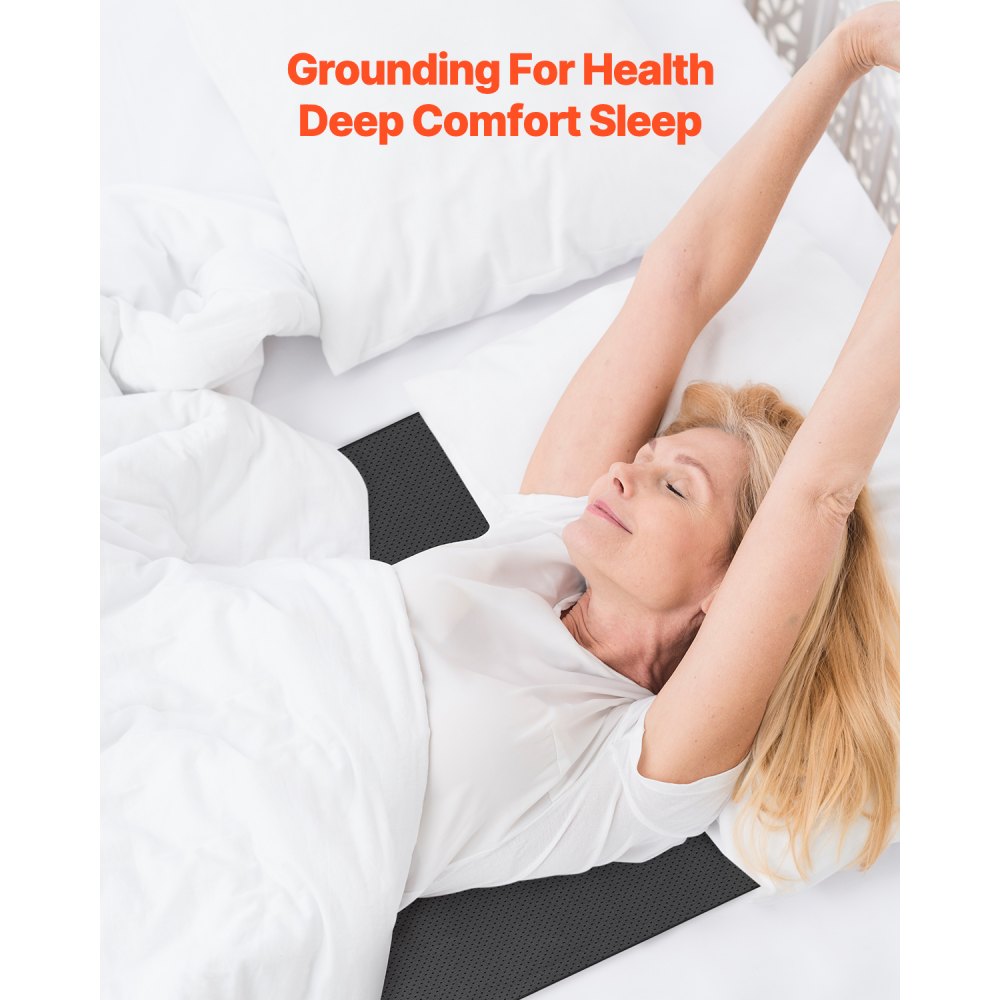 VEVOR Grounding Mat, 27 x 39 in Anti-Slip PU Leather Earthing Mat, with 15 Feet Grounding Cord, Grounding Pad for Sleep, Boost Energy, Improve Sleep, Reduce Anxiety at Home Office or Work