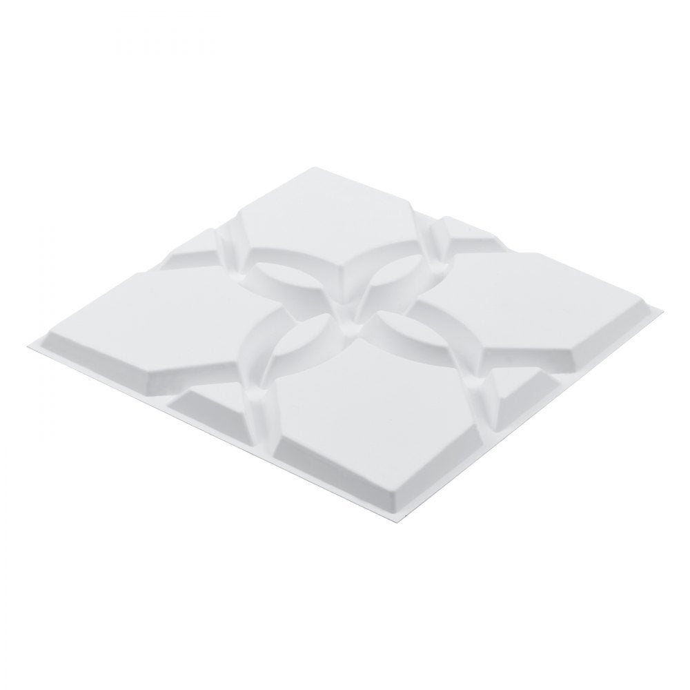 VEVOR 3D Wall Panels, 33-Pack 11.81 x 11.81 in PVC Modern Art Minimalist Floral Tiles, 32 Sq.Ft Coverage Accent Wall Panel, Interior Home Decor for Ceiling, Bedroom, Living & Gaming Room, Matte White
