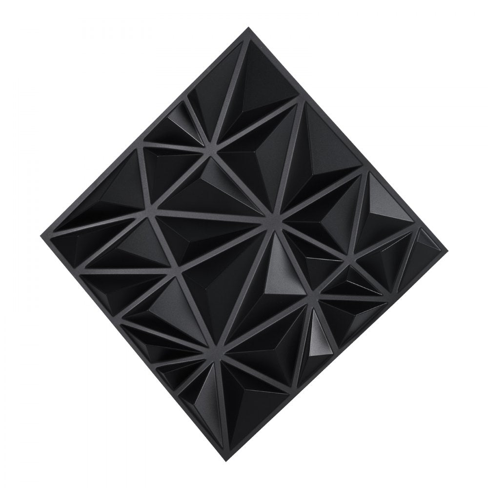 VEVOR 3D Wall Panels, 33-Pack 11.81 x 11.81 in PVC Modern Art Minimalist Diamond Tiles, 32 Sq.Ft Coverage Accent Wall Panel, Interior Home Decor for Ceiling, Bedroom, Living & Gaming Room, Matte Black