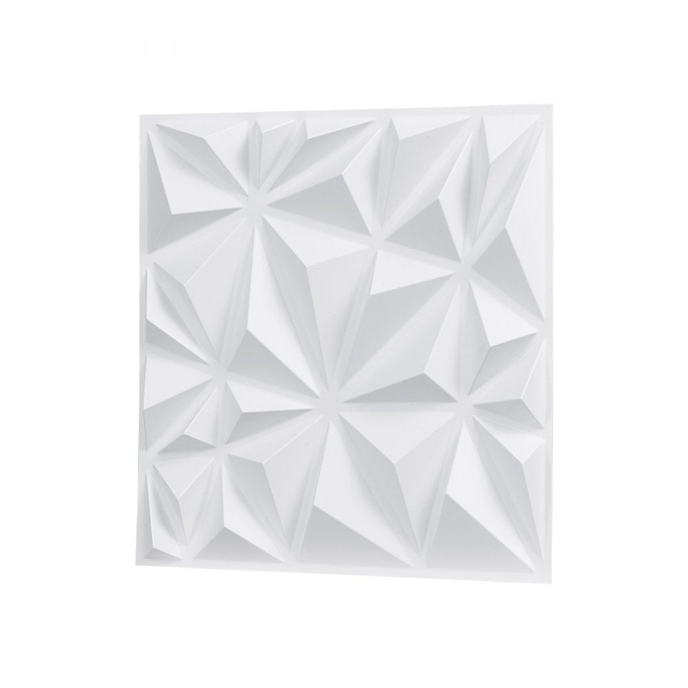 VEVOR 3D Wall Panels, 33-Pack 11.81 x 11.81 in PVC Modern Art Minimalist Diamond Tiles, 32 Sq.Ft Coverage Accent Wall Panel, Interior Home Decor for Ceiling, Bedroom, Living & Gaming Room, Matte White