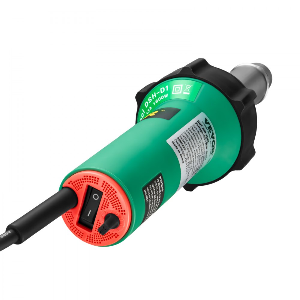 VEVOR Hot Air Plastic Welder, 1600W Hot Air Torch Pistol, 122-1112℉ PVC TPO Vinyl Heat Gun Welding Torch, Plastic Roofing Welding Kit with 14 Accessories- Toolbox, Nozzle, Roller, Blades for PP/PE/PVC