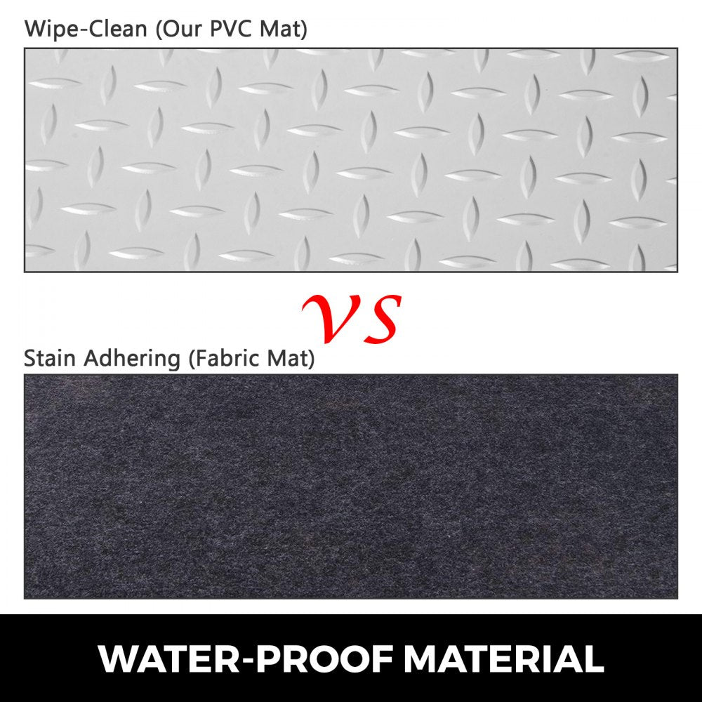 VEVOR Garage Floor Mat, 303.15 x 43.31 inch PVC Garage Flooring Roll, Non-slip Diamond Texture, 91.17 sq.ft Covering Space, Garage Mats for Under Cars, for Gyms Boats Car Trailer, Silver