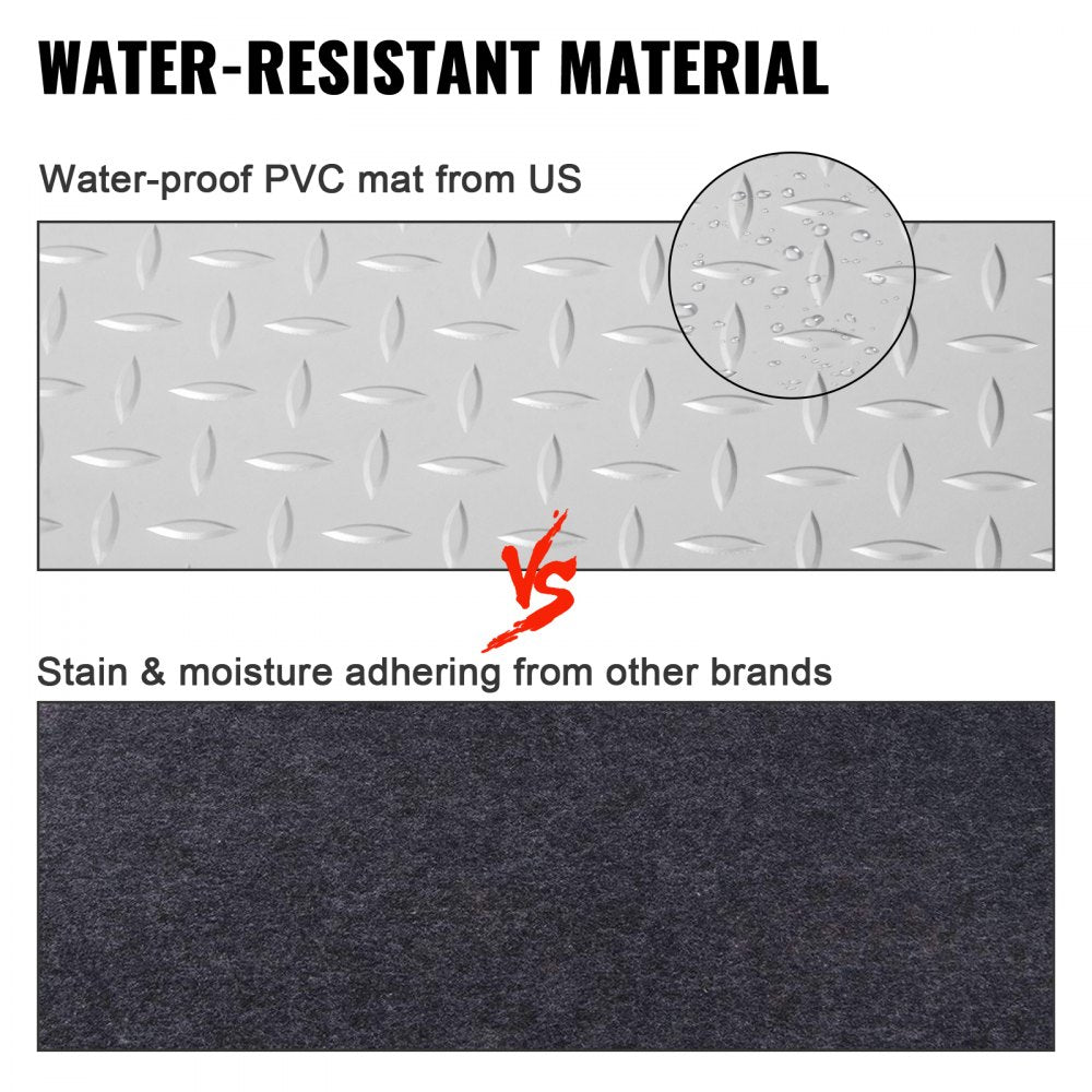 VEVOR Garage Floor Mat, 78.74 x 47.24 inch PVC Garage Flooring Roll, Non-slip Diamond Texture, 25.83 sq.ft Covering Space, Garage Mats for Under Cars, for Gyms Boats Car Trailer, Silver