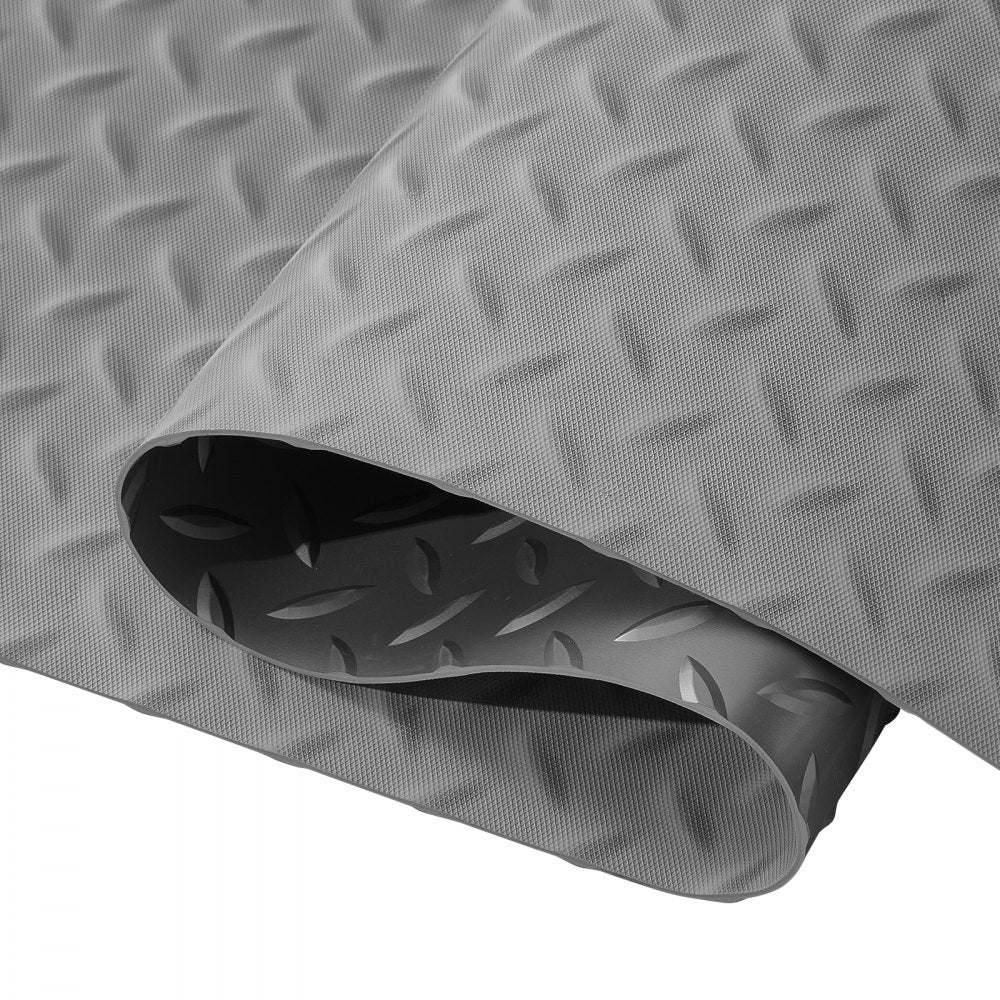 VEVOR Garage Floor Mat, 157.48 x 59.05 inch PVC Garage Flooring Roll, Non-slip Diamond Texture, 64.58 sq.ft Covering Space, Garage Mats for Under Cars, for Gyms Boats Car Trailer, Silver
