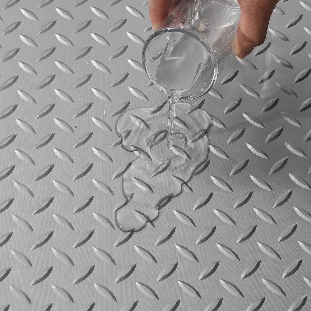 VEVOR Garage Floor Mat, 228.35 x 59.05 inch PVC Garage Flooring Roll, Non-slip Diamond Texture, 93.65 sq.ft Covering Space, Garage Mats for Under Cars, for Gyms Boats Car Trailer, Silver