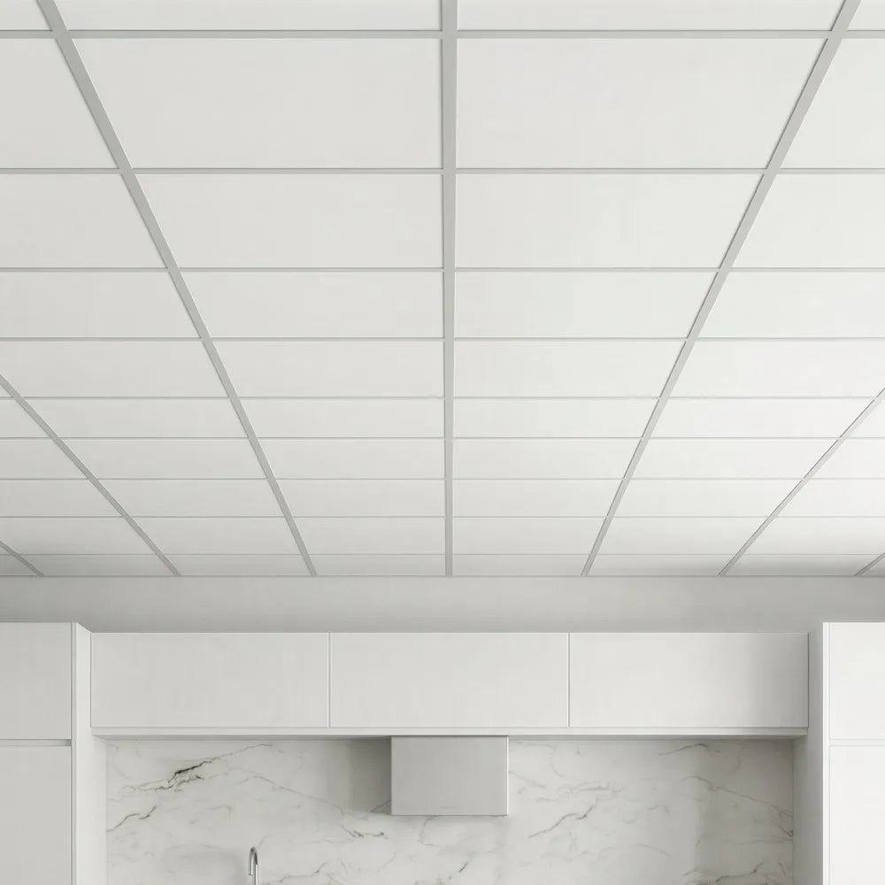 VEVOR 24 x 24 in PVC Ceiling Tiles 12-Pack Drop Ceiling Panels White, PVC Foam Board, Grid Fit, Water-Resistant, Flexible Cut, Easy to Clean, Modern Decorative for Home,Office,Kitchen,Living Room