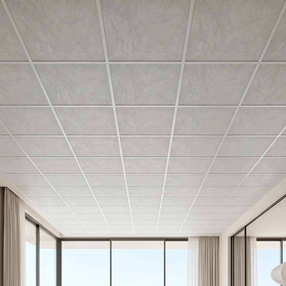 VEVOR 24 x 24 in PVC Ceiling Tiles 12-Pack Drop Ceiling Panels White Marble, PVC Foam Board, Grid Fit, Water-Resistant, Flexible Cut, Easy to Clean, Modern Decorative Finish for Home, Office Areas