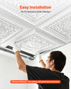 VEVOR 24 x 24 in PVC Ceiling Tiles 12-Pack White 3D Geometric Panels, Smooth PVC Sheet for Drop Grid, Impact-Resistant, Paintable Surface, Easy Cut, Modern Decorative Style for Home, Office