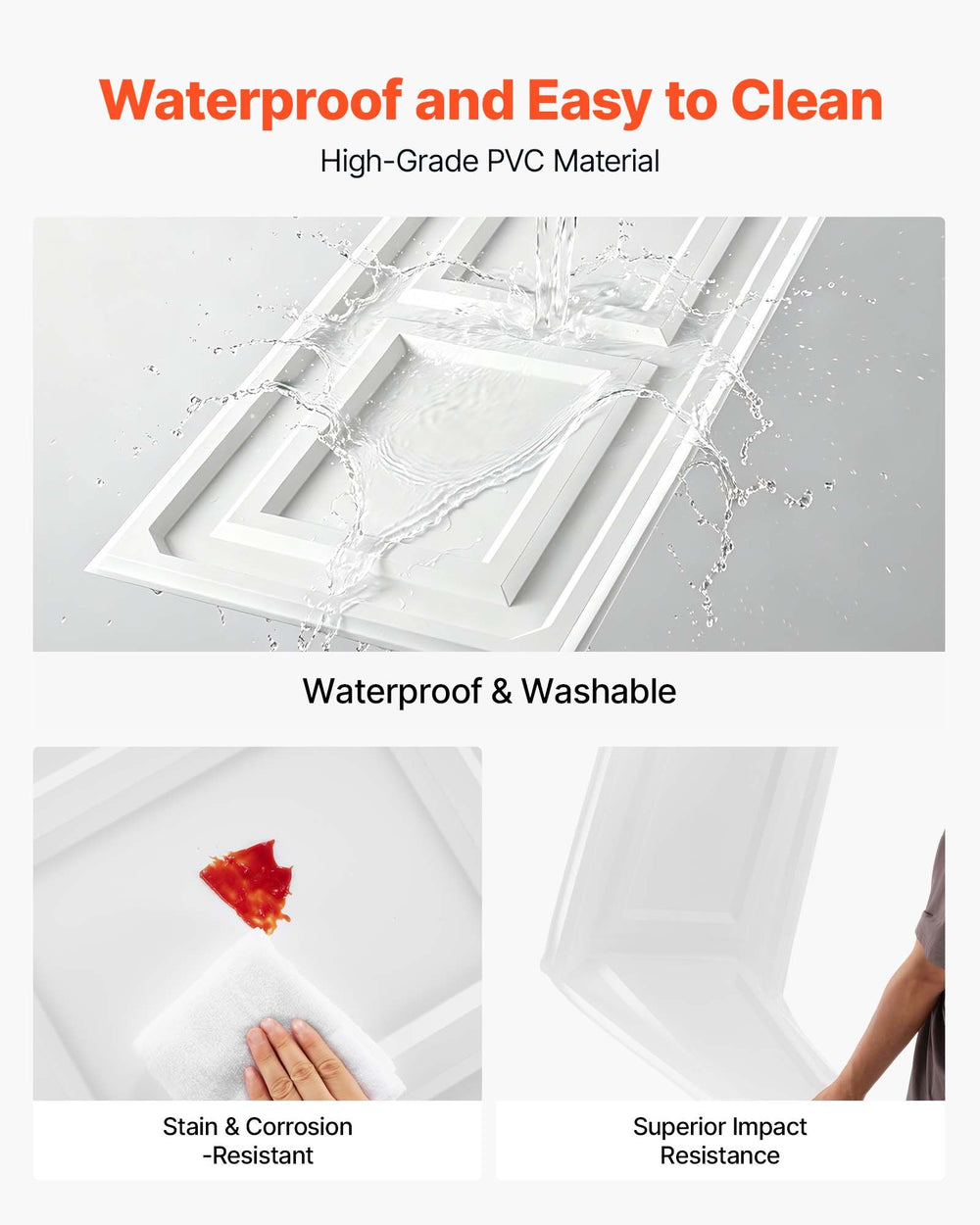VEVOR 24 x 48 in PVC Ceiling Tiles 12-Pack White 3D Textured Accent Panels, PVC Sheet for Drop Grid, Impact-Resistant, Paintable Surface, Easy Cut, Modern Decorative Style for Home, Office Area