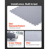 VEVOR Garage Floor Tiles Interlocking, 8 Pack 20.2 x 20.2 x 0.2 in Interlocking Modular Garage Flooring Tiles, Diamond Plate Slip-Resistant PVC Mats for Workshop,Warehouse,Tool Room, Silver