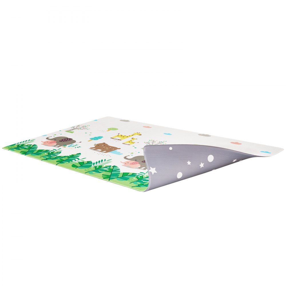 VEVOR Baby Play Mat, 55""x82"" Baby Crawling Mat, Non-Slip One-Piece Soft Cushioned Baby Playmatt, Rollable Reversible Floor Mat, Waterproof Activity Mat, for Babies Toddlers Infants, Play & Tummy Time