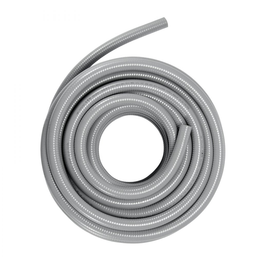 VEVOR 1/2-Inch Flexible Electrical Conduit, 100 ft, PVC Liquid-Tight Conduit Non-Metallic with 5 Straight and 5 90-Degree Conduit Connector Fittings, for Air Conditioning Motor Controller Pump, IP65