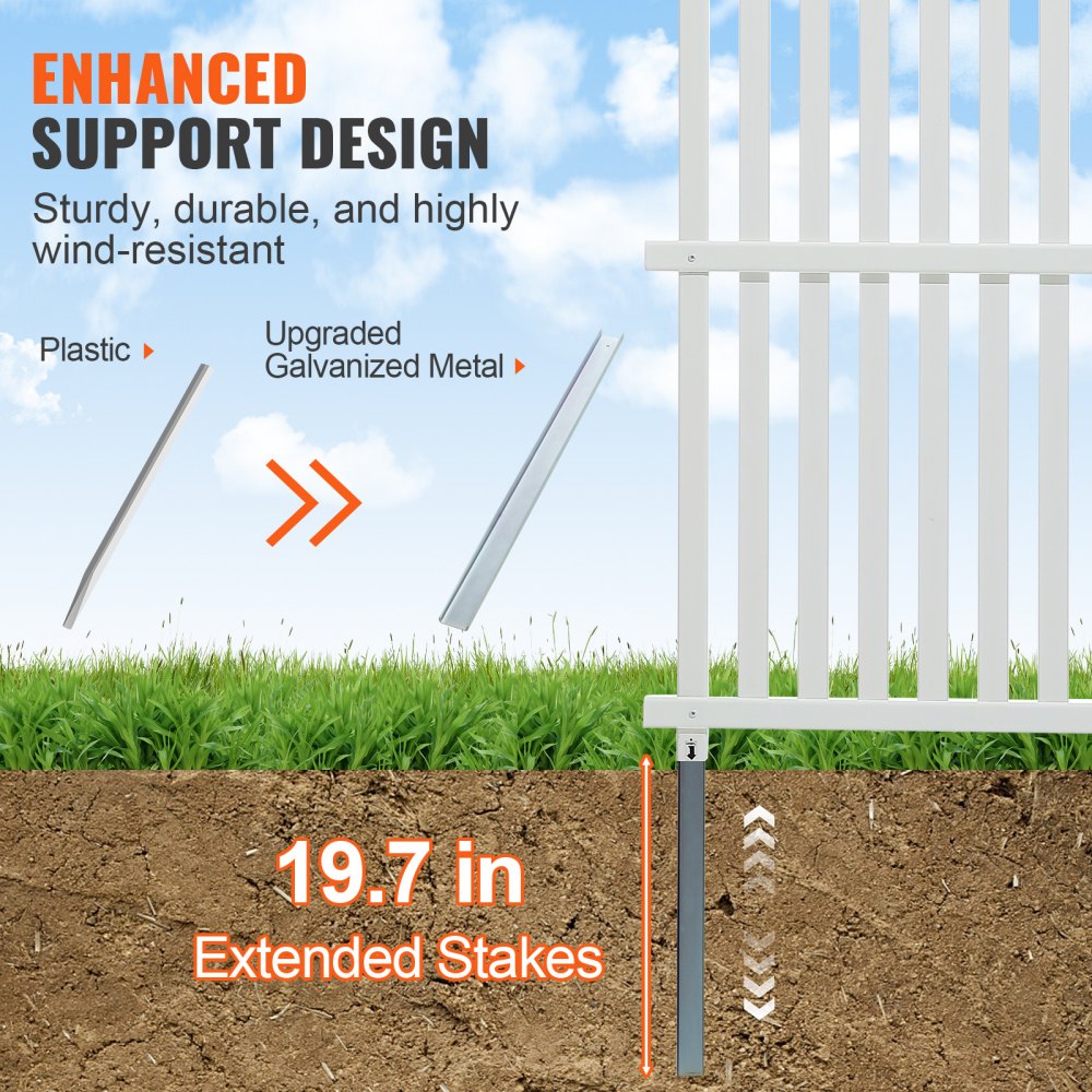 VEVOR 48" W x 48" H Vinyl Privacy Fence Panels, Air Conditioner Fence, Outdoor Privacy Screens for Trash Can, Pool Equipment Enclosure, Privacy Screen Kit Strip Panels (2 Panels)