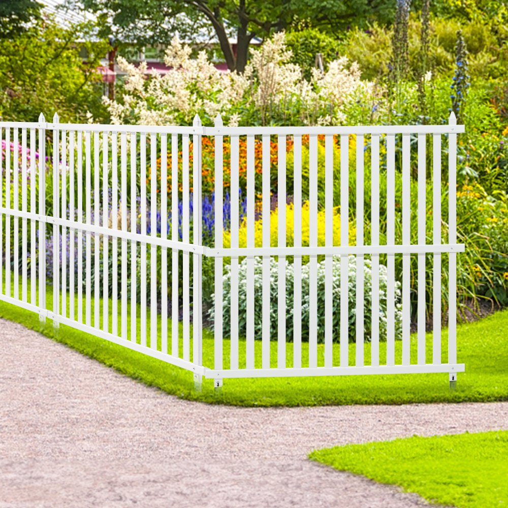 VEVOR 48" W x 48" H Vinyl Privacy Fence Panels, Air Conditioner Fence, Outdoor Privacy Screens for Trash Can, Pool Equipment Enclosure, Privacy Screen Kit Strip Panels (2 Panels)