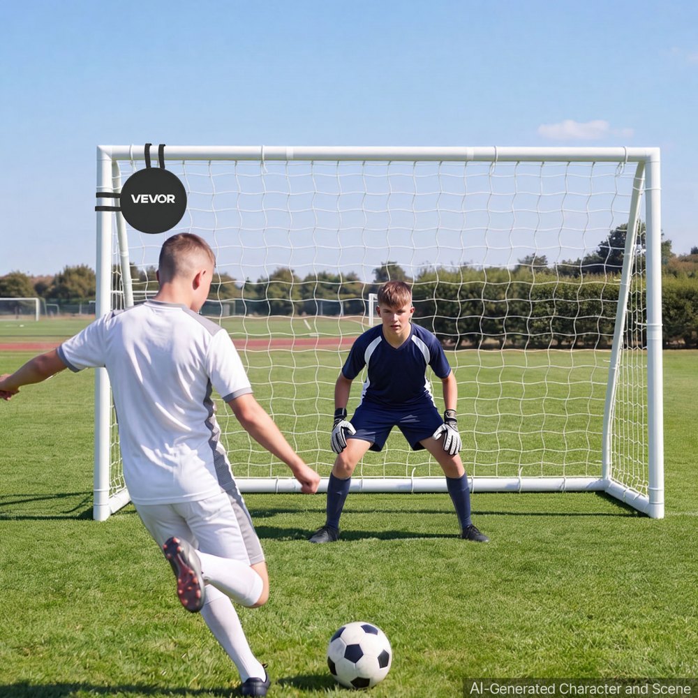 VEVOR Soccer Goal 10 x 6.5 FT PVC Soccer Goal for Backyard with PE Net, Portable & Weatherproof Set, with High-Strength PE Net, Target, Cones, for Kids & Adults Outdoor Backyard Practice Training